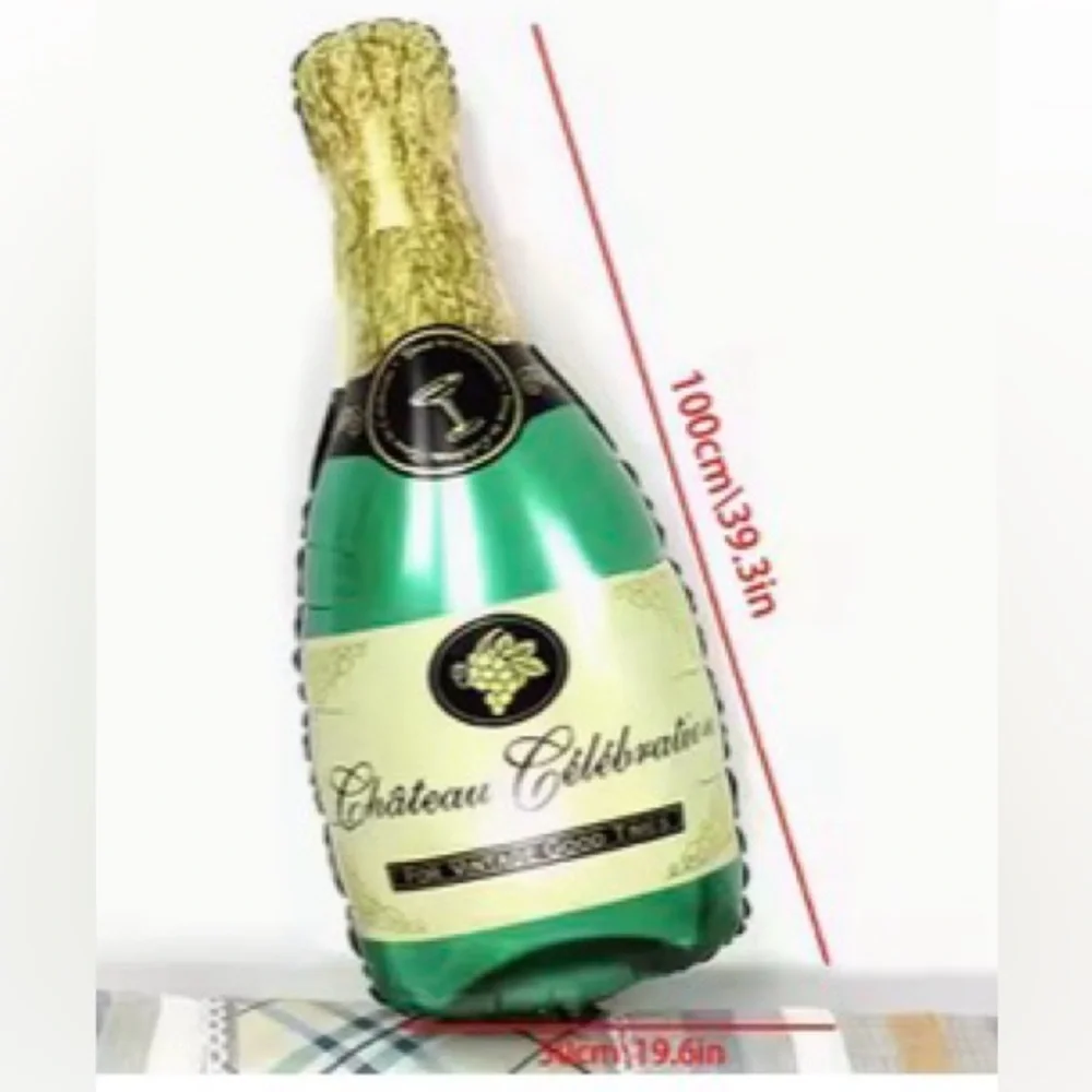EXTRA LARGE Mylar Green ‘Chateau Celebration’ Champagne Bottle Balloon